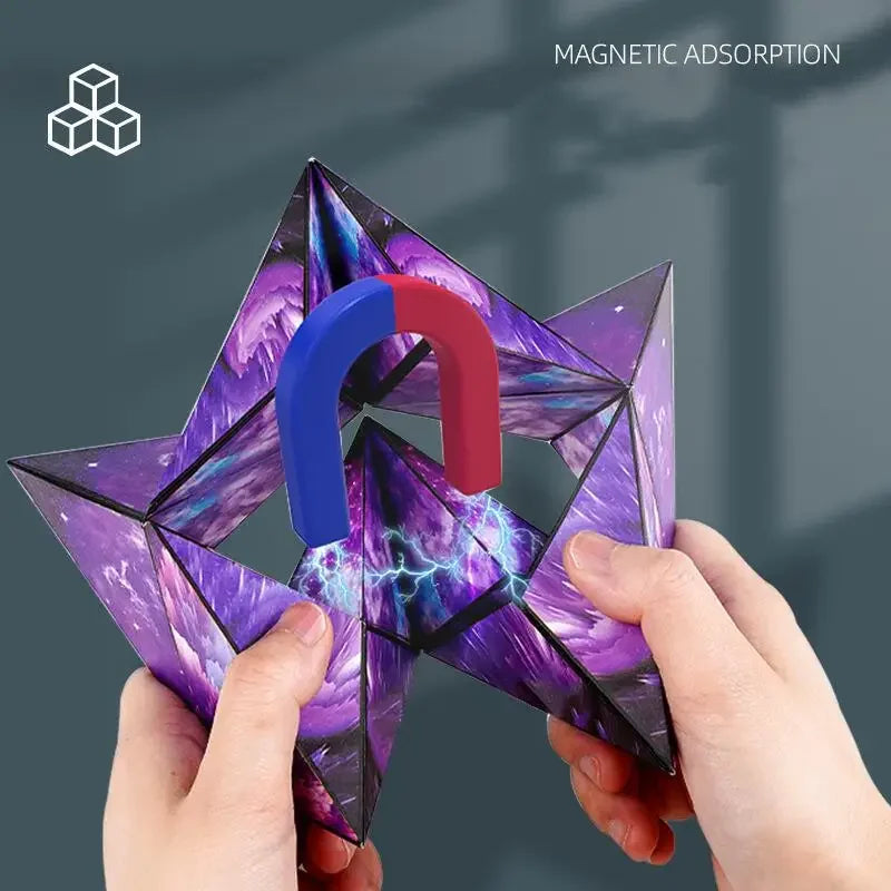 Variety Geometric Changeable Magnetic Magic Cube Anti Stress 3D Hand Flip Puzzle Cube Kids Stress Reliever Fidget Toy