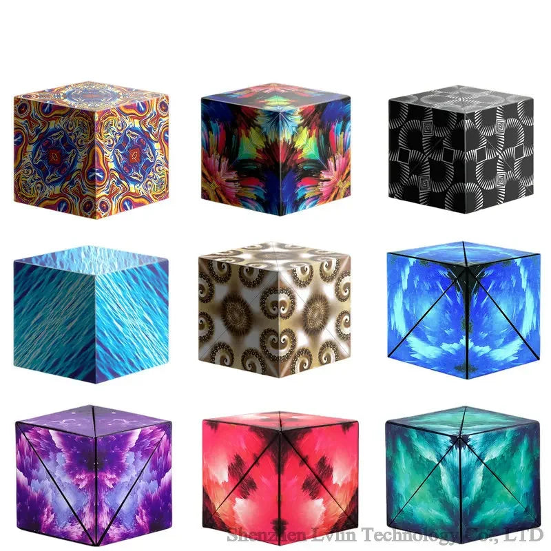 Variety Geometric Changeable Magnetic Magic Cube Anti Stress 3D Hand Flip Puzzle Cube Kids Stress Reliever Fidget Toy