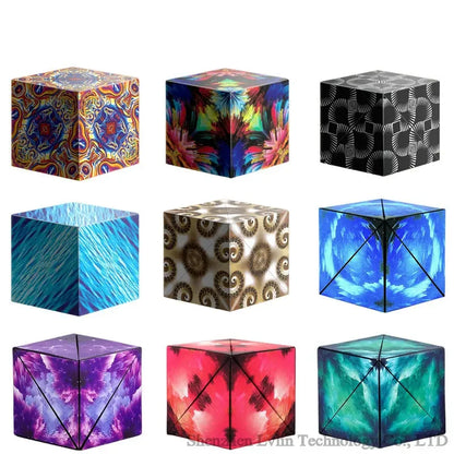 Variety Geometric Changeable Magnetic Magic Cube Anti Stress 3D Hand Flip Puzzle Cube Kids Stress Reliever Fidget Toy