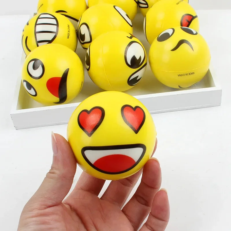 6Pcs/lot 6.3cm Smiling Foam Ball Squeeze Stress Ball Relief Toy Hand Wrist Exercise Face PU Toy Balls For Children